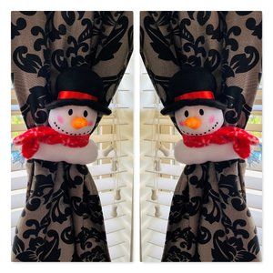 Christmas Home Décor Snowmen Windows Curtain Buckle Holder Fastener Tieback 2pc